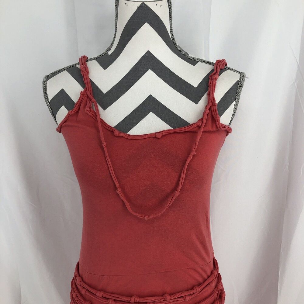Isle Knotted Strappy Sleeveless Coral Pink Fit Flare Dress Small